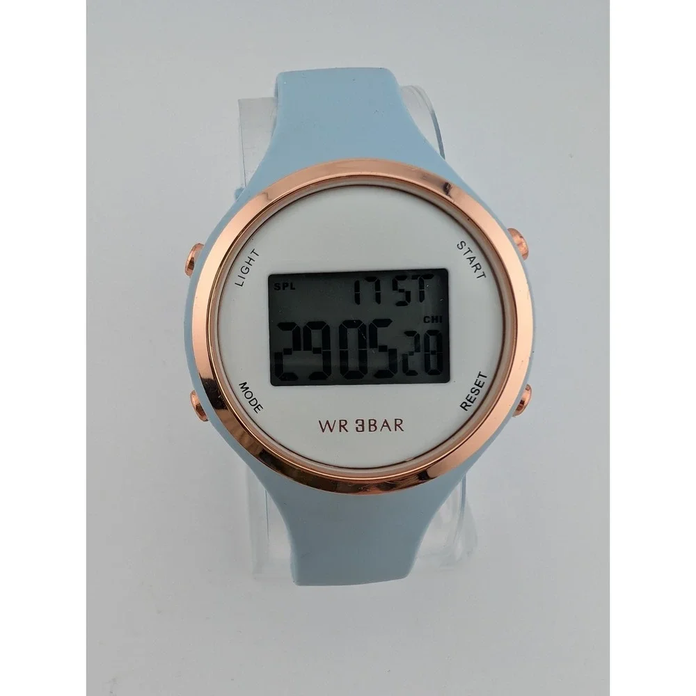 XCZAP Digital Watch Women 38mm‎ Case Light Blue Silicone Band- New Battery